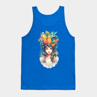 Girl with Fruits and Flowers on her Head Tank Top